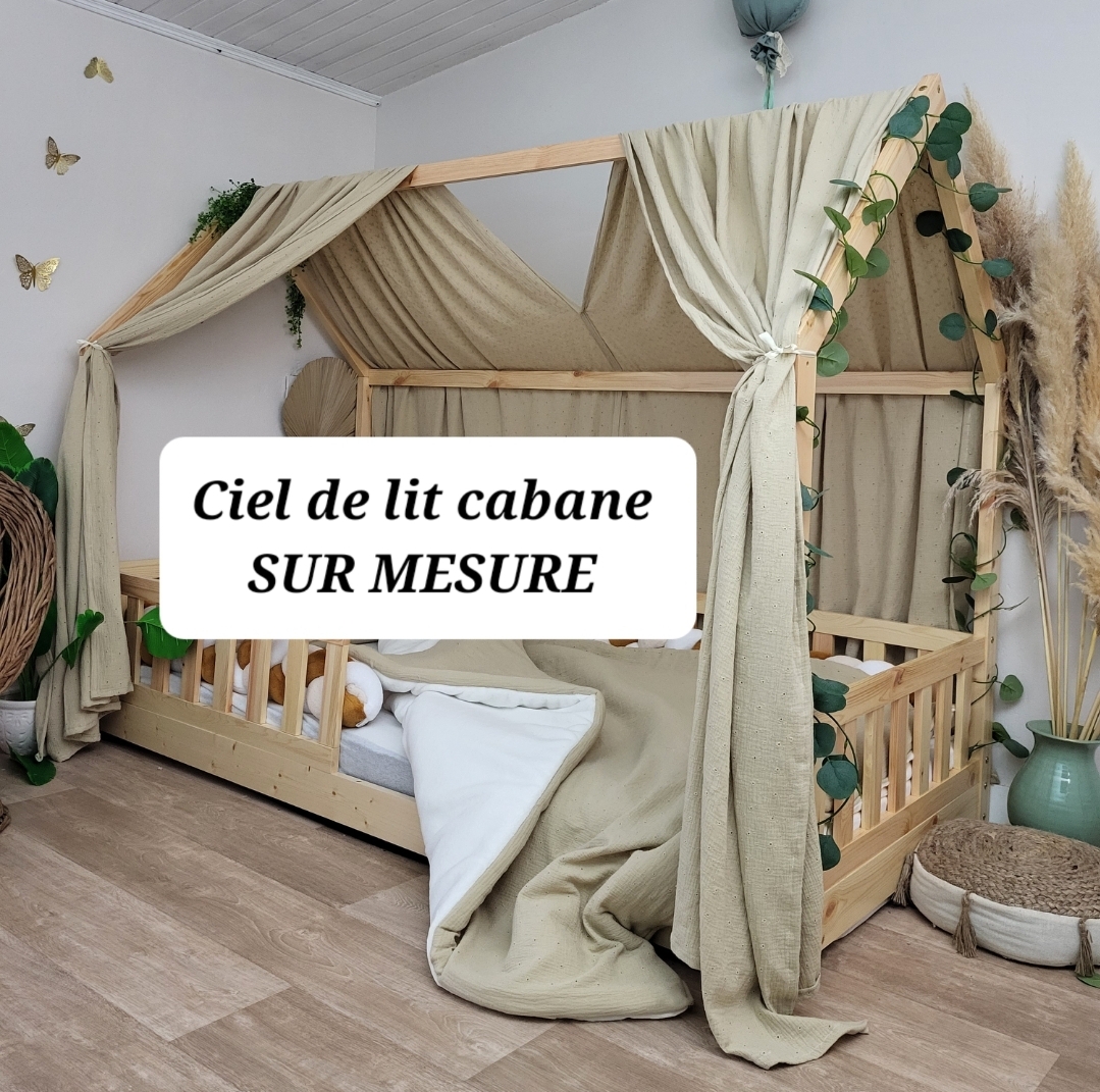 Ciel de lit cabane vert céladon -  France